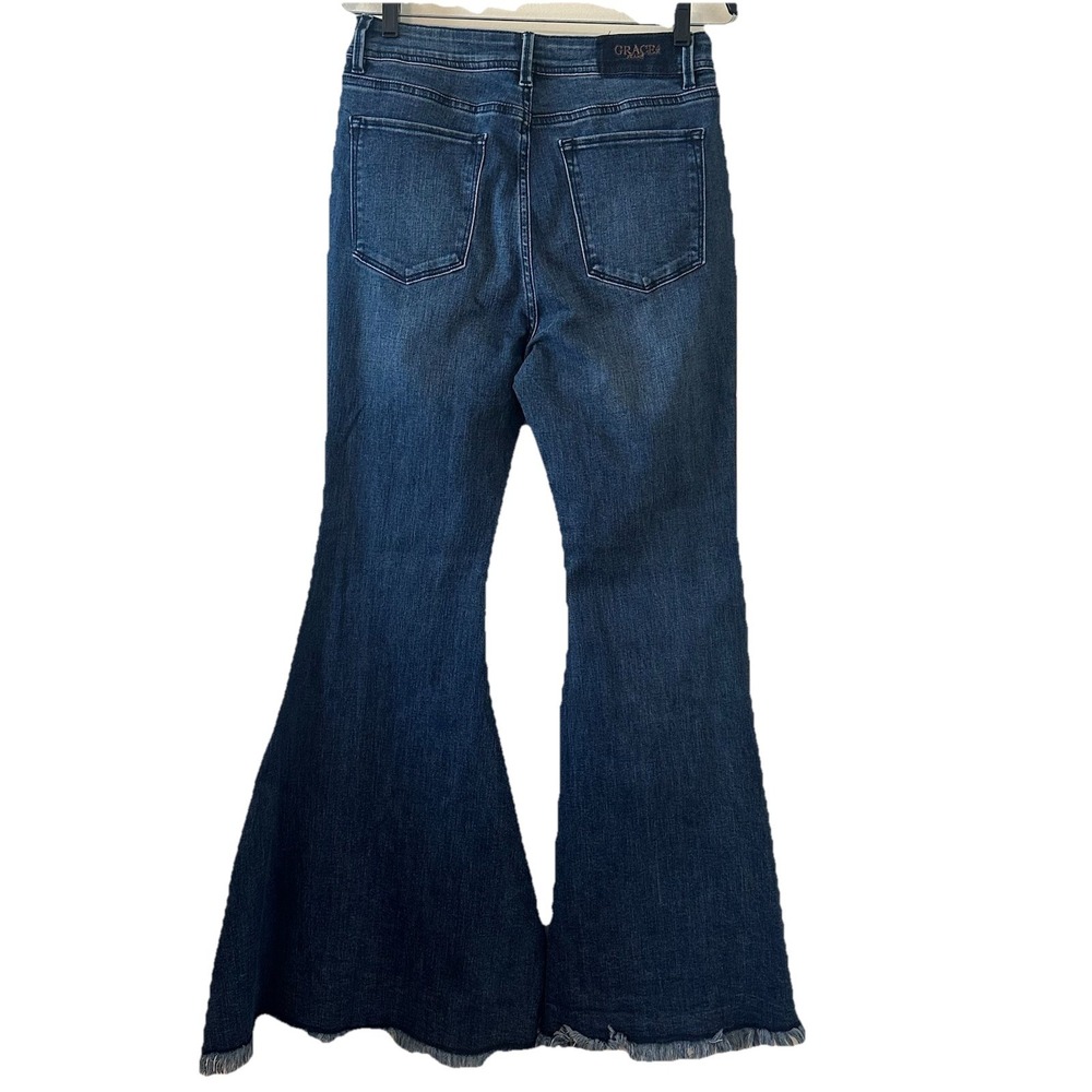 Grace in LA Blue‎ Womens High Waist Super Flare Leg Blue Denim Jeans 29 X 31.5" - Picture 6 of 16